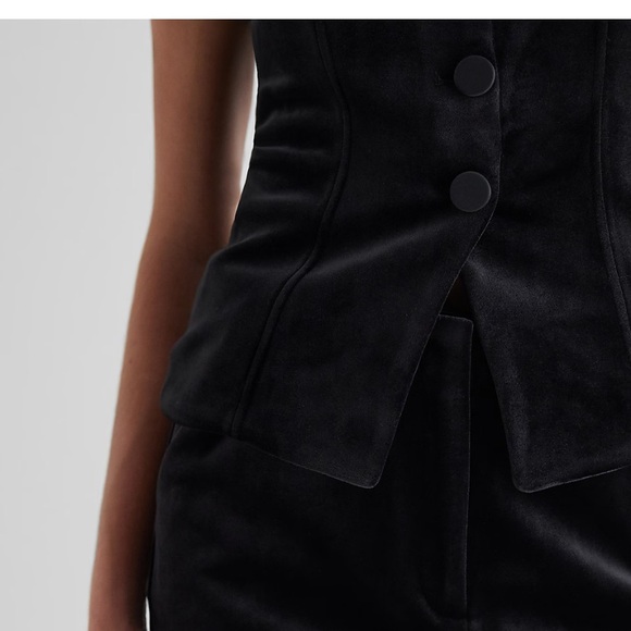 Brand new Express Velvet Strapless Button Front Split Hem Corset Tube Top - Picture 4 of 10